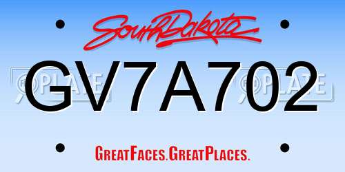 GV7A702 South Dakota License Plate