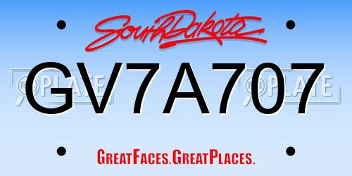 GV7A707 South Dakota License Plate