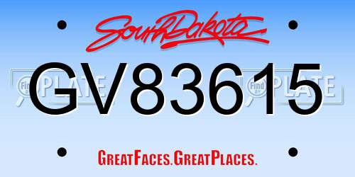 GV83615 South Dakota License Plate