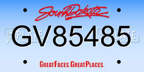 GV85485 South Dakota License Plate