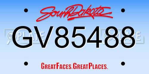 GV85488 South Dakota License Plate