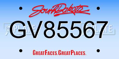 GV85567 South Dakota License Plate