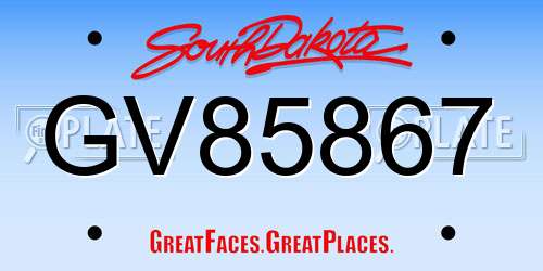 GV85867 South Dakota License Plate