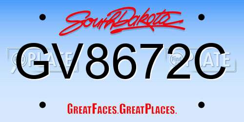 GV8672C South Dakota License Plate