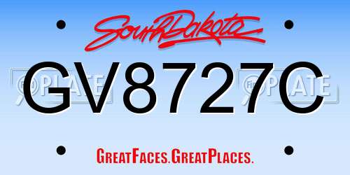GV8727C South Dakota License Plate