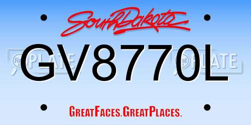 GV8770L South Dakota License Plate