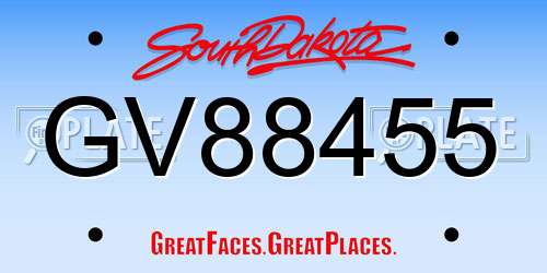 GV88455 South Dakota License Plate