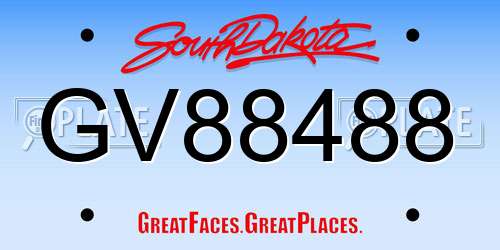 GV88488 South Dakota License Plate