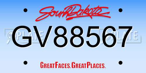 GV88567 South Dakota License Plate