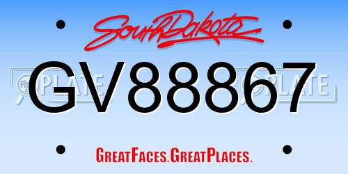 GV88867 South Dakota License Plate