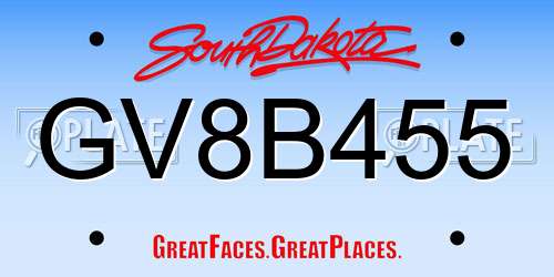 GV8B455 South Dakota License Plate