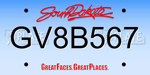 GV8B567 South Dakota License Plate