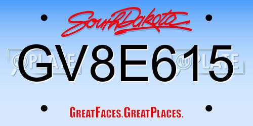 GV8E615 South Dakota License Plate