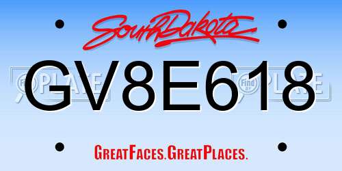 GV8E618 South Dakota License Plate