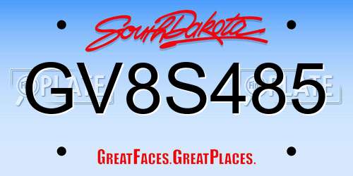 GV8S485 South Dakota License Plate