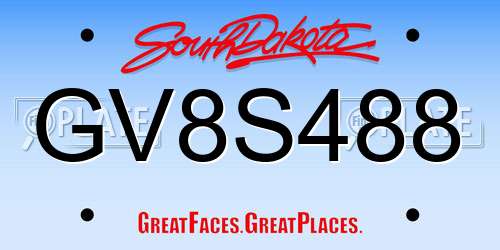 GV8S488 South Dakota License Plate