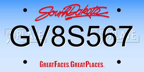 GV8S567 South Dakota License Plate