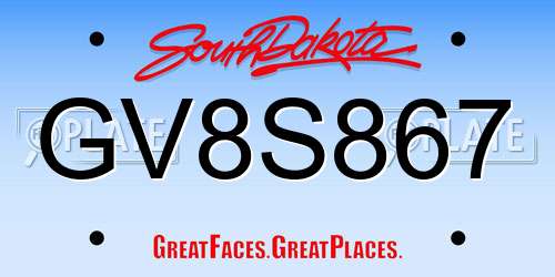 GV8S867 South Dakota License Plate