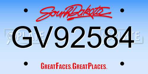 GV92584 South Dakota License Plate
