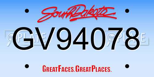 GV94078 South Dakota License Plate