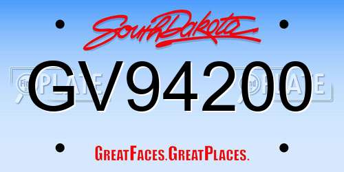 GV94200 South Dakota License Plate