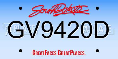 GV9420D South Dakota License Plate