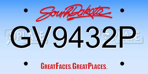 GV9432P South Dakota License Plate