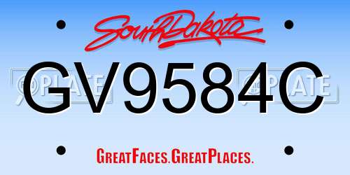 GV9584C South Dakota License Plate