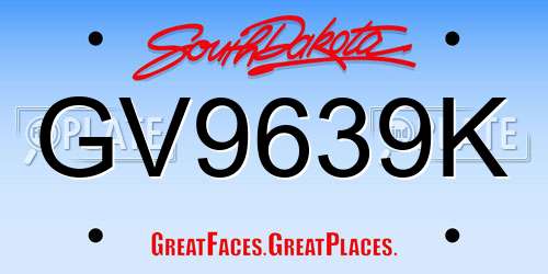 GV9639K South Dakota License Plate