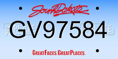 GV97584 South Dakota License Plate
