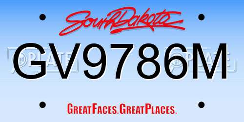 GV9786M South Dakota License Plate