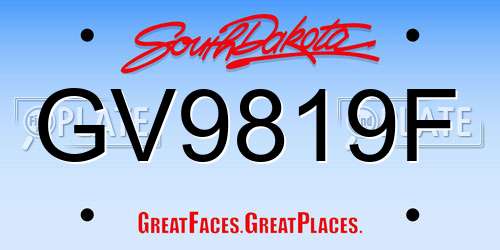 GV9819F South Dakota License Plate