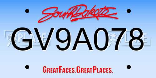 GV9A078 South Dakota License Plate