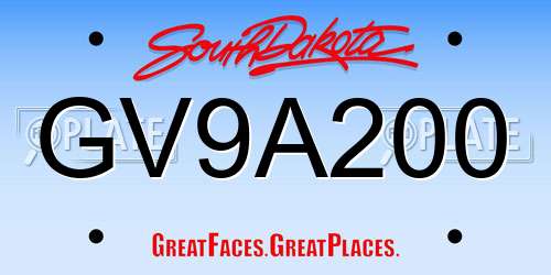 GV9A200 South Dakota License Plate