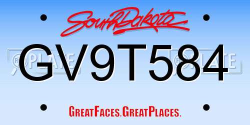 GV9T584 South Dakota License Plate