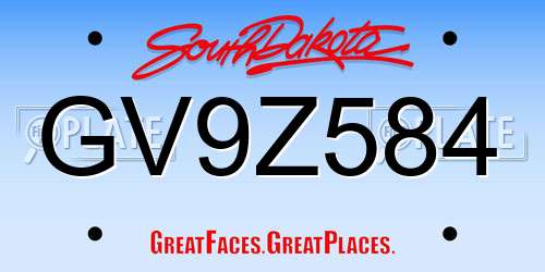 GV9Z584 South Dakota License Plate