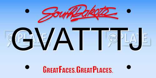 GVATTTJ South Dakota License Plate