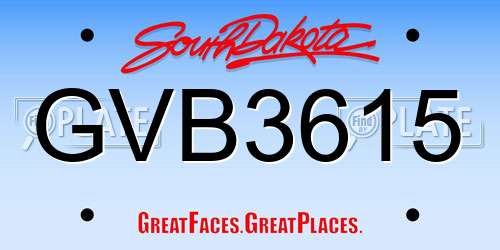 GVB3615 South Dakota License Plate