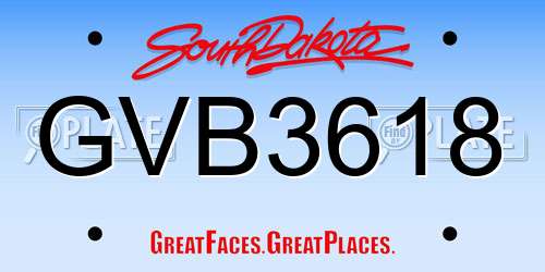 GVB3618 South Dakota License Plate