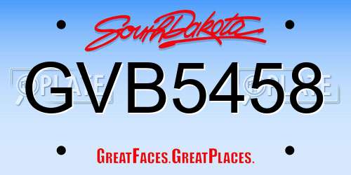 GVB5458 South Dakota License Plate
