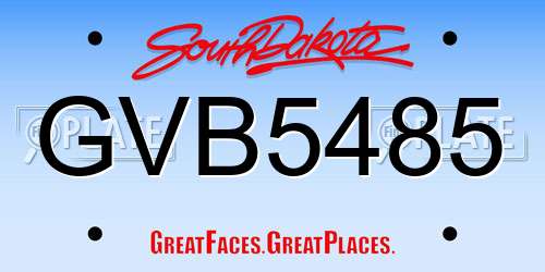 GVB5485 South Dakota License Plate