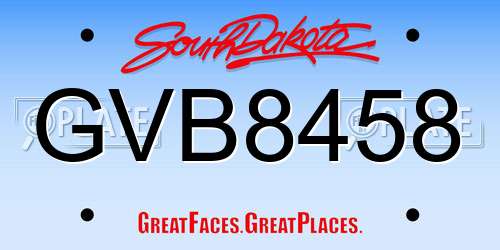 GVB8458 South Dakota License Plate