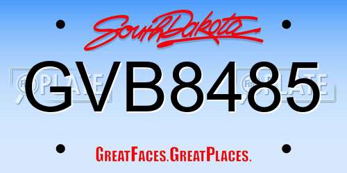 GVB8485 South Dakota License Plate