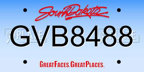GVB8488 South Dakota License Plate