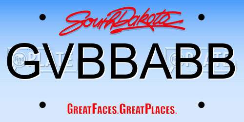GVBBABB South Dakota License Plate