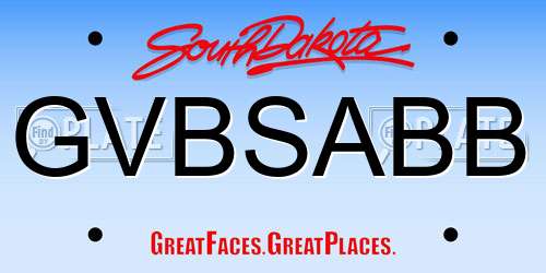GVBSABB South Dakota License Plate