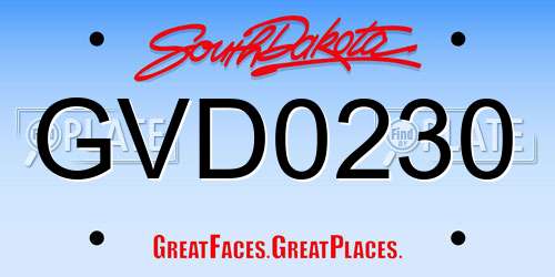 GVD0230 South Dakota License Plate