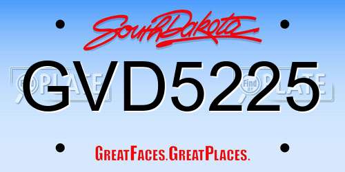 GVD5225 South Dakota License Plate