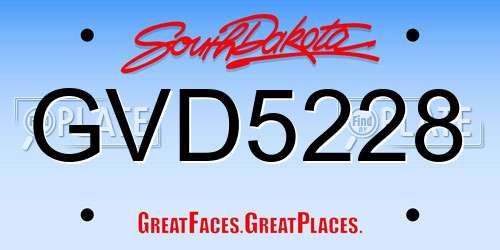 GVD5228 South Dakota License Plate