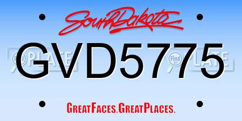 GVD5775 South Dakota License Plate